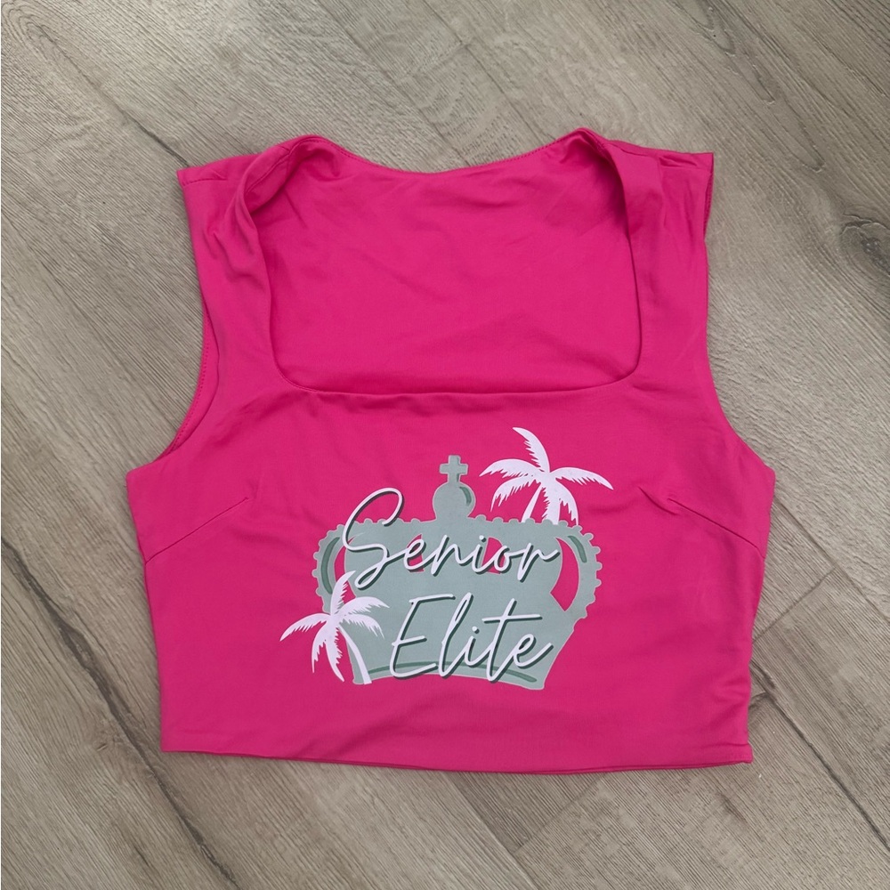 pink senior elite crop tank